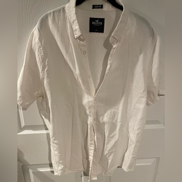 Hollister Men's White Button Down Linen Blend Shirt - Picture 1 of 5